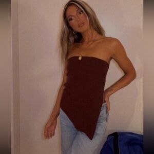 😍😍 Cutest Maroon Knit Long Asymmetrical Tube Top